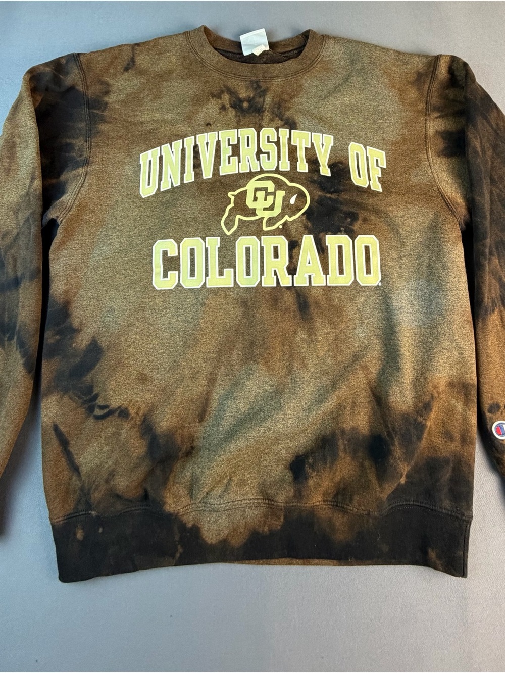 Champion Brown Tie-Dye University of Colorado Crewneck Sweatshirt